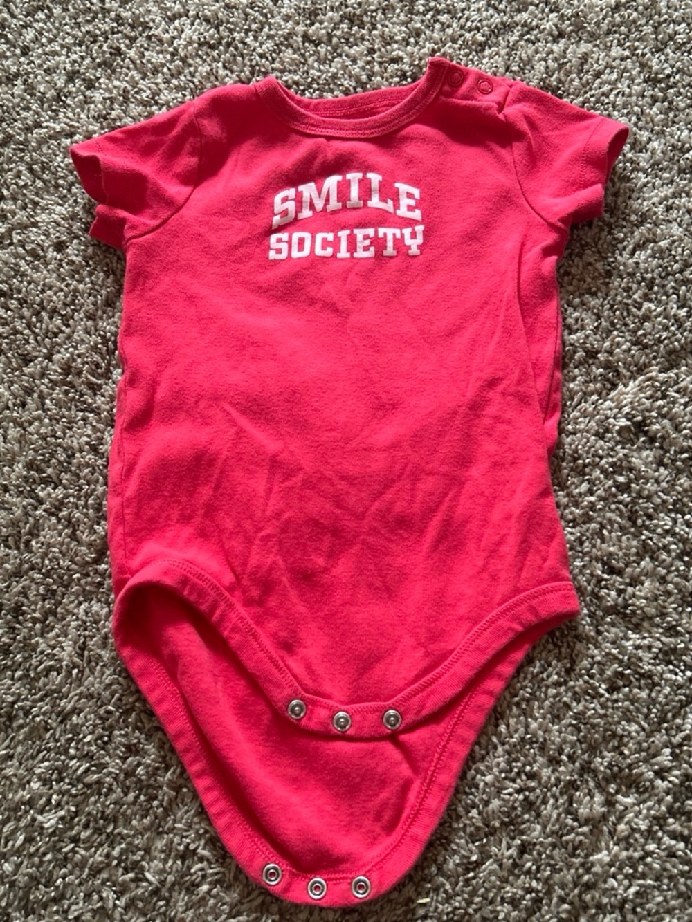 wonder nation coral red  "Smile Society" Baby One-Piece Bodysuit